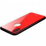 Wholesale iPhone XS / X Design Tempered Glass Hybrid Case (Red)